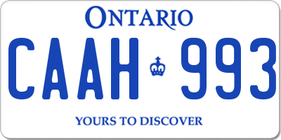 ON license plate CAAH993