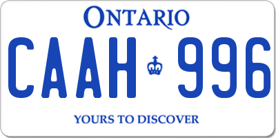 ON license plate CAAH996