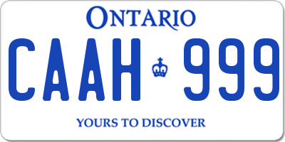 ON license plate CAAH999