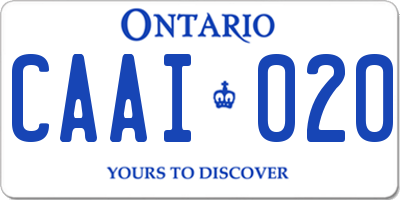 ON license plate CAAI020