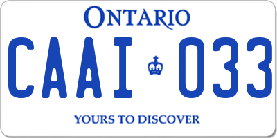 ON license plate CAAI033