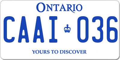 ON license plate CAAI036