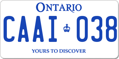 ON license plate CAAI038