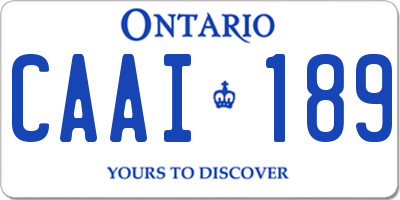 ON license plate CAAI189