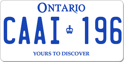 ON license plate CAAI196