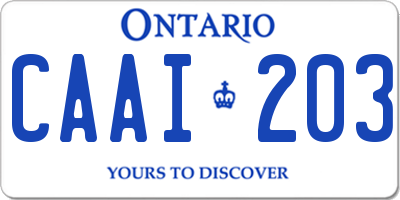 ON license plate CAAI203