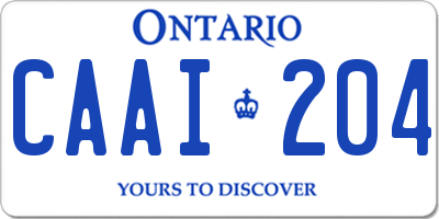 ON license plate CAAI204