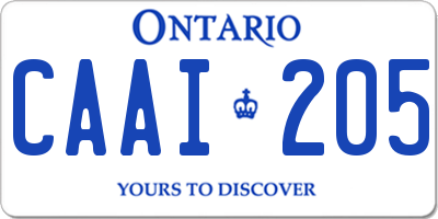 ON license plate CAAI205