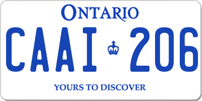 ON license plate CAAI206