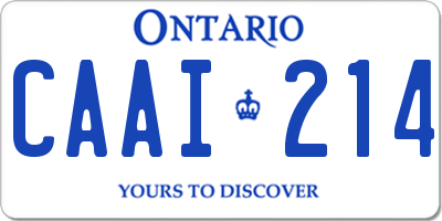 ON license plate CAAI214