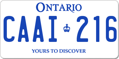 ON license plate CAAI216