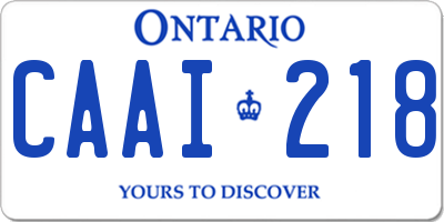 ON license plate CAAI218