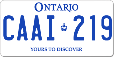 ON license plate CAAI219