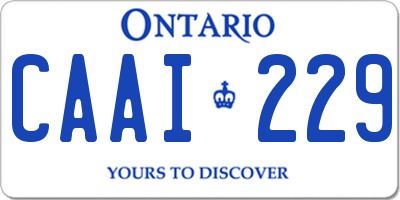 ON license plate CAAI229