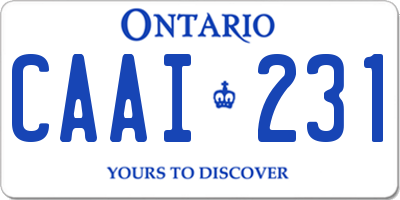 ON license plate CAAI231