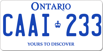 ON license plate CAAI233