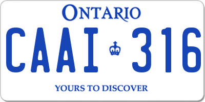 ON license plate CAAI316