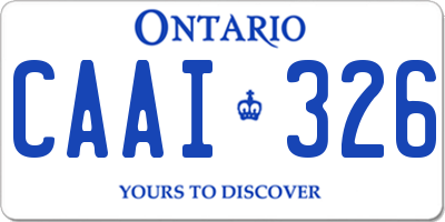 ON license plate CAAI326