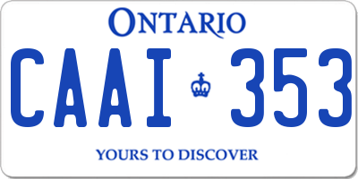 ON license plate CAAI353