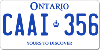 ON license plate CAAI356