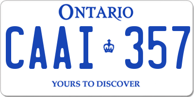 ON license plate CAAI357