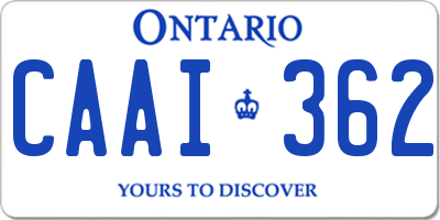 ON license plate CAAI362