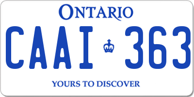 ON license plate CAAI363