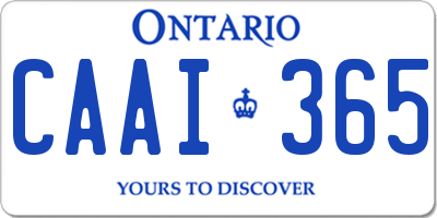 ON license plate CAAI365