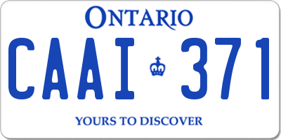 ON license plate CAAI371