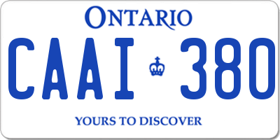 ON license plate CAAI380