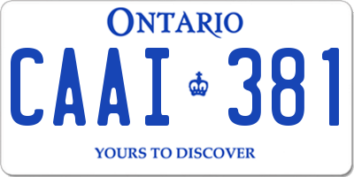 ON license plate CAAI381