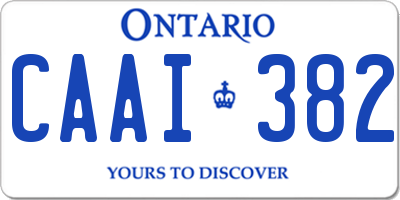 ON license plate CAAI382