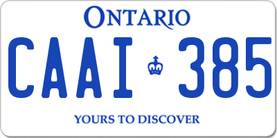 ON license plate CAAI385