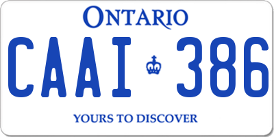 ON license plate CAAI386