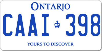 ON license plate CAAI398