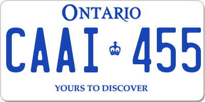 ON license plate CAAI455