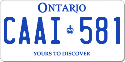 ON license plate CAAI581