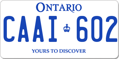 ON license plate CAAI602