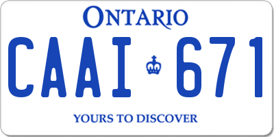 ON license plate CAAI671