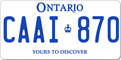 ON license plate CAAI870