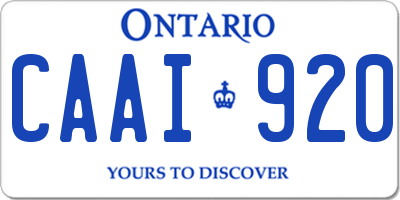 ON license plate CAAI920