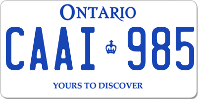 ON license plate CAAI985