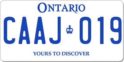 ON license plate CAAJ019