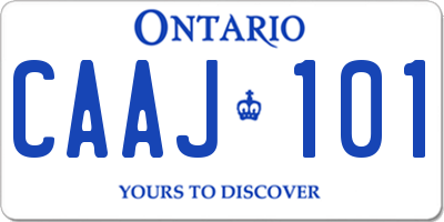 ON license plate CAAJ101