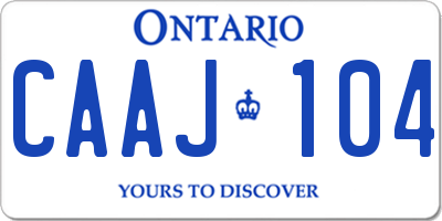 ON license plate CAAJ104