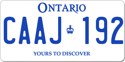 ON license plate CAAJ192