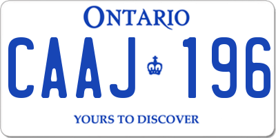 ON license plate CAAJ196