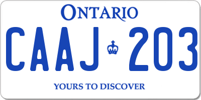 ON license plate CAAJ203