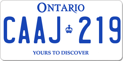 ON license plate CAAJ219