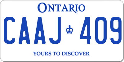 ON license plate CAAJ409